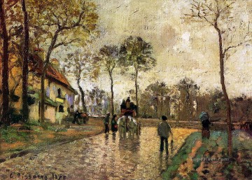  Pissarro Art Painting - stagecoach to louveciennes 1870 Camille Pissarro